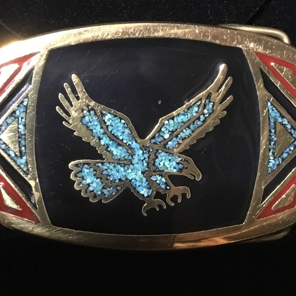 Turquoise Inlay Eagle Belt Buckle - Men Accessories